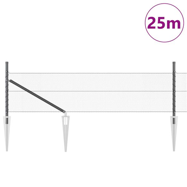 vidaXL Žoga āķis Pelēka 25 x 0,4 m (13 mm acs) Tērauds un PVC