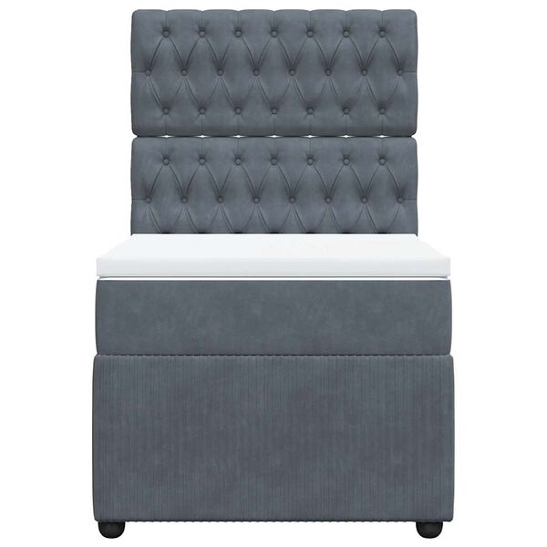 vidaXL atsperu gulta ar matraci, tum&scaron;i pelēka samts, 100x200 cm