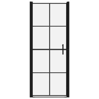 vidaXL dušas durvis, rūdīts stikls, 91x195 cm, melnas