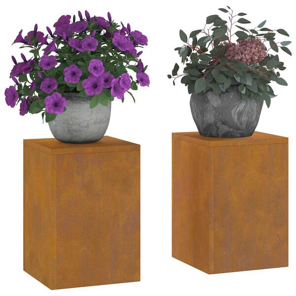 vidaXL Augu statīvs 2 pcs Rūsa 24 x 24 x 35 cm Novecināts tērauds