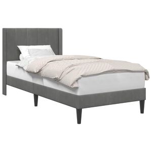 vidaXL Gultas rāmis ar galvas klāju Tum&scaron;i pelēka 90 x 190 cm Samts