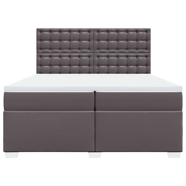 vidaXL atsperu gulta ar matraci, pelēka, 200x200 cm, mākslīgā āda