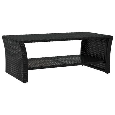 vidaXL kafijas galdiņš, 100x50x40 cm, polietilēna rotangpalma, melns