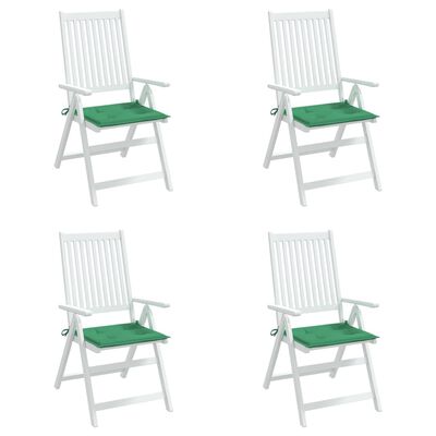 vidaXL dārza krēslu spilveni, 4 gab., zaļi, 40x40x3 cm, audums