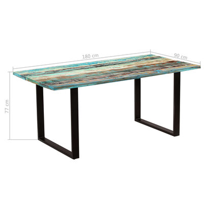 vidaXL virtuves galds, 180x90x77 cm, pārstrādāts masīvkoks