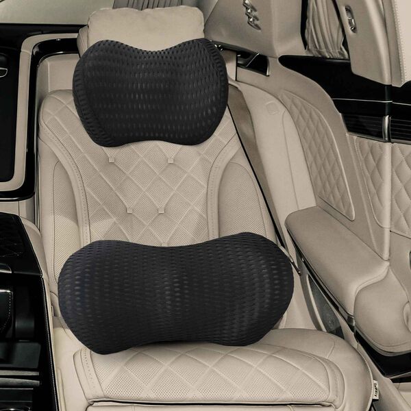 vidaXL Spilvens ar spilvenu Regulējams 2 pcs Melna 4D siets