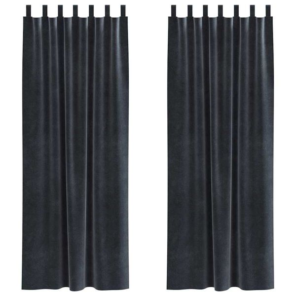 vidaXL Aptum&scaron;ojo&scaron;ie aizkari 2 pcs Tum&scaron;i pelēks 140 x 225 cm Samts