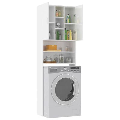 vidaXL veļasmašīnas skapītis, 64x25,5x190 cm, spīdīgi balts