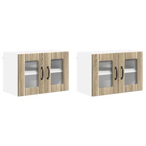 vidaXL Sienas stikla skapis Lucca 2 pcs Sonomas ozols 60 x 31 x 40 cm