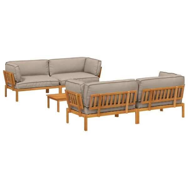 vidaXL Dīvānu komplekts 5 pcs Pelēkbrūna Cietā akācijas koks