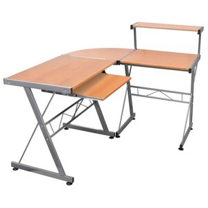 vidaXL stūra datorgalds, brūns, 132x112x99 cm, inženierijas koks
