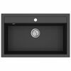 vidaXL virtuves izlietne, viena bļoda, melna, granīts