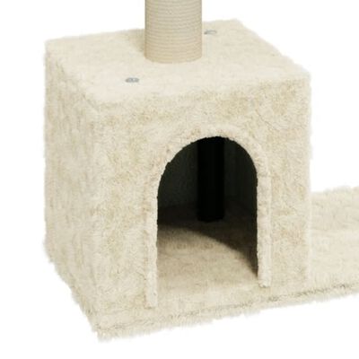 vidaXL kaķu māja ar sizala stabiem nagu asināšanai, 60 cm, krēmkrāsas