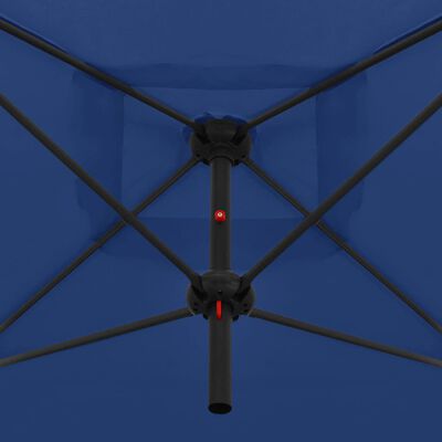 vidaXL dubultais saulessargs ar tērauda kātu, 250x250 cm, debeszils