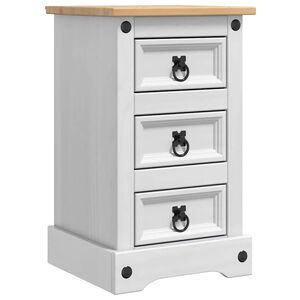 vidaXL Naktsgaldiņ&scaron; CORONA Balts 35 x 32,5 x 58 cm Ciets priedes koks