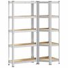 vidaXL 2 daļīgs 5-līmeņu plauktu komplekts sudraba tērauda un koka