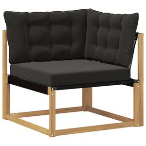 vidaXL Āra Stūra Dīvāns Cieta akācijas koks un tekstilēns Balts