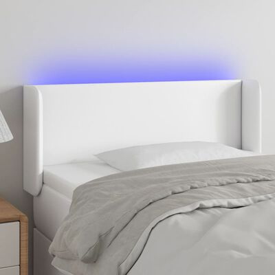 vidaXL gultas galvgalis ar LED, 83x16x78/88 cm, balta mākslīgā āda