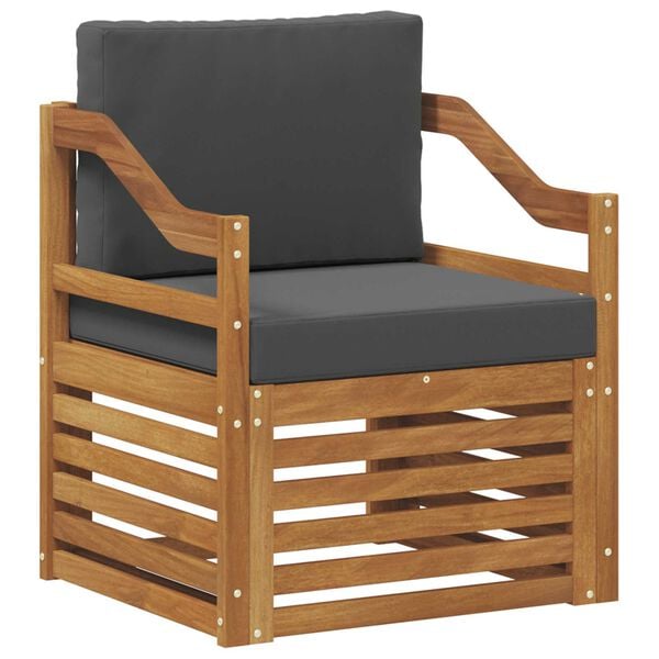 vidaXL Āra dīvānu komplekts Cieta akācijas koks un poliesters Dabiska