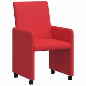 vidaXL Ēdamgalda krēsli ar ritenī&scaron;iem 2 pcs Sarkana 57 x 66 x 94 cm