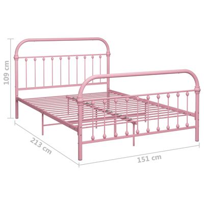 vidaXL gultas rāmis, rozā metāls, 140x200 cm