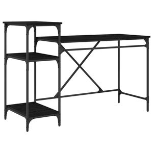 vidaXL Galds Melns ozolkoks Inženierijas koks 135 x 50 x 90 cm