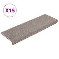 vidaXL kāpņu paklāji, 15 gab., 65x21x4 cm, gaiši brūni