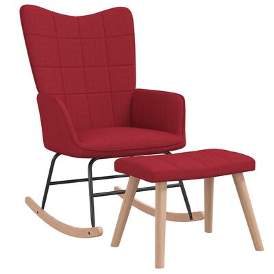vidaXL šūpuļkrēsls ar kāju balstu, vīnsarkans audums