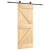 vidaXL Slīdo&scaron;ās durvis Dabiska un melna 85 x 210 cm Cieta priedes koks