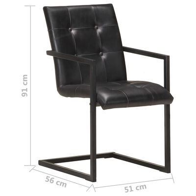 vidaXL konsoles virtuves krēsli, 4 gab., melna dabīgā āda