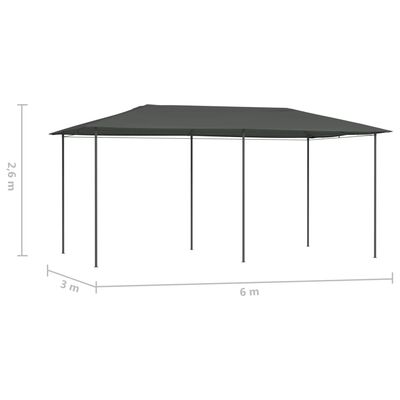 vidaXL dārza nojume, 3x6x2,6 m, antracītpelēka, 160 g/m²