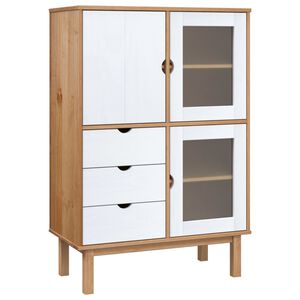 vidaXL augstais skapītis OTTA, brūns, balts, 85x43x125 cm, priede