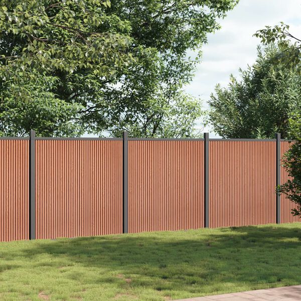 vidaXL žoga panelis, brūns, 526x186 cm, WPC