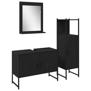 vidaXL Vannas istabas mēbeļu komplekts 3 gab. Melna 33 x 33 x 113.5 cm