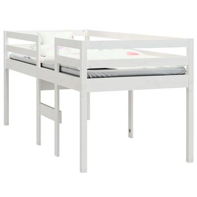 vidaXL augstā gulta, balta, 75x190 cm, priedes masīvkoks