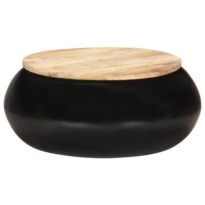 vidaXL kafijas galdiņš, melns, 68x68x30 cm, mango masīvkoks