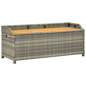 vidaXL dārza sols ar kasti, 120 cm, pelēks, PE rotangpalma