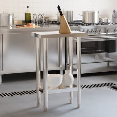 vidaXL virtuves darba galds, 55x30x85 cm, nerūsējošs tērauds