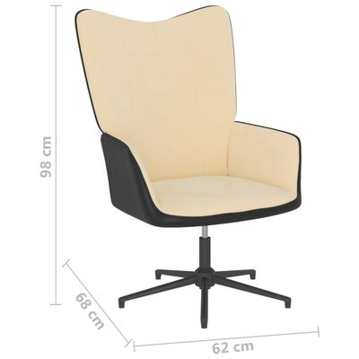 vidaXL atpūtas krēsls, krēmbalts, samts un PVC