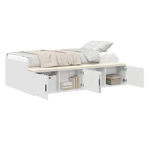 vidaXL Gultas rāmis ar atvilktni Balts 100 x 200 cm Inženierijas koks