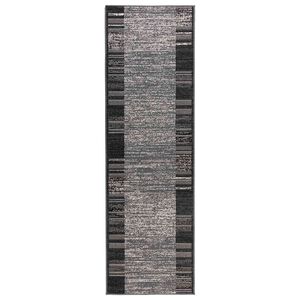 vidaXL Skrējēju paklājs FLORNES Austs Pelēka Svītras 67 x 150 cm PP