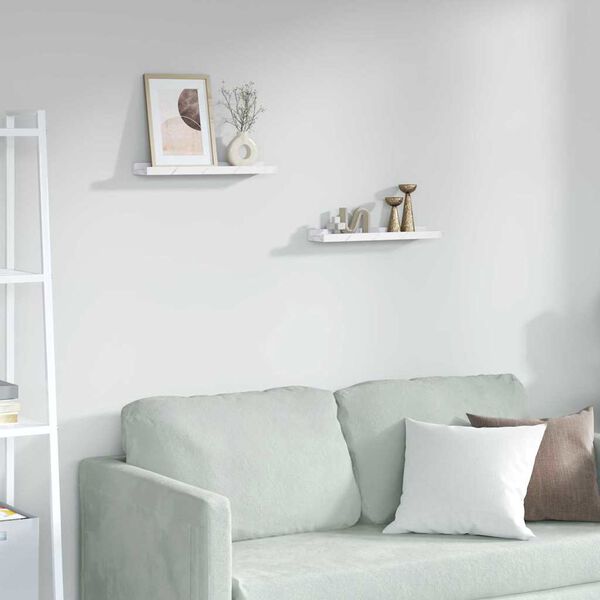 vidaXL Sienas plaukts ar plauktu 2 pcs Balts marmors 40 x 9 x 3 cm