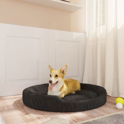 vidaXL suņu gulta, melna, 90x70x23 cm, plīšs
