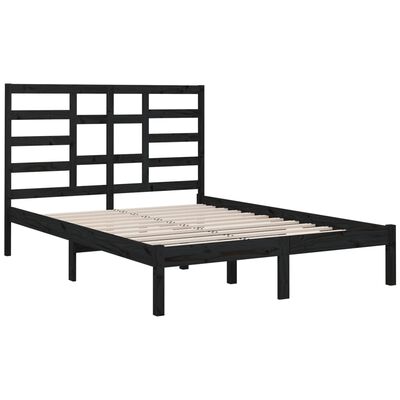 vidaXL gultas rāmis, melns, masīvkoks, 160x200 cm