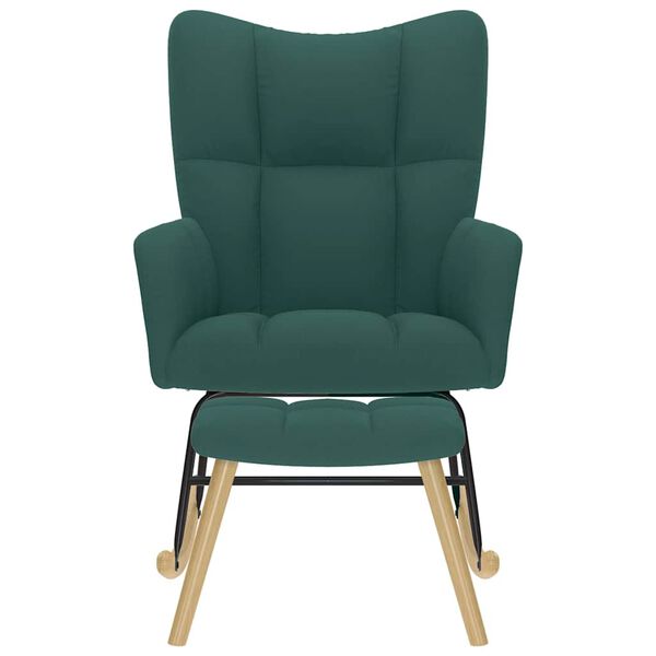 vidaXL šūpuļkrēsls ar kājsoliņu, tumši zaļš audums