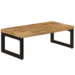 vidaXL kafijas galdiņ&scaron;, 100x50x35 cm, mango masīvkoks un tērauds