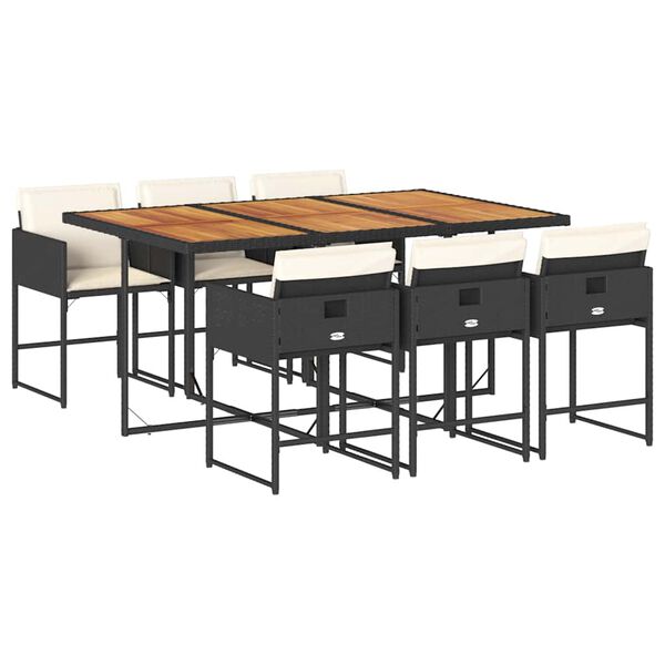 vidaXL 7-daļīgs dārza mēbeļu komplekts ar matračiem, PE rotangpalma