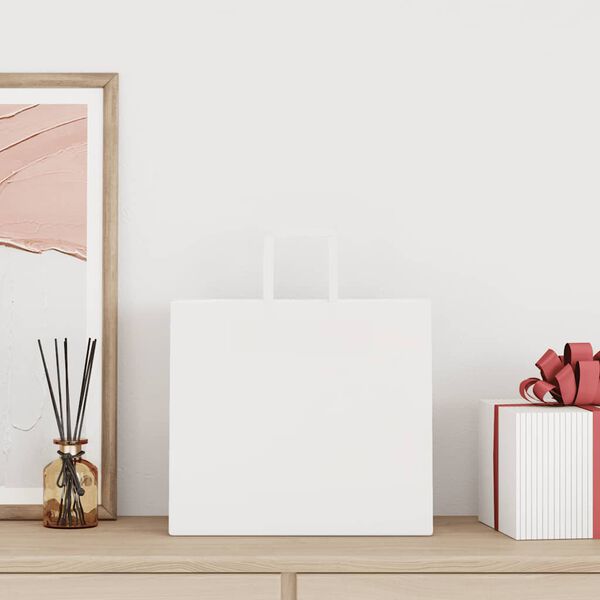 vidaXL papīra maisiņi 250 gab. ar rokturiem, balti, 32x22x28 cm