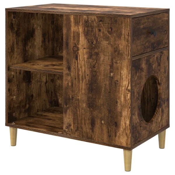 vidaXL Kaķu māja Dūmaka ozols 72 x 42.5 x 70 cm Inženierijas koks