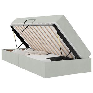 vidaXL Gulta ar uzglabā&scaron;anas vietu un matraci Gai&scaron;i pelēks 90 x 190 cm